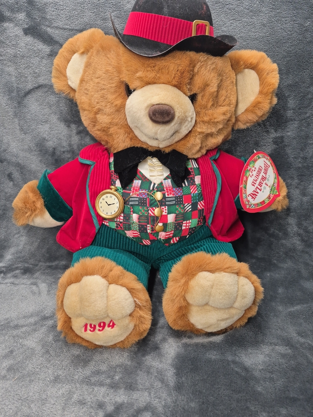 Vintage (1994) A Teddy Bear Lane Christmas Stuffed Bears, 16" K-mart exclusive
